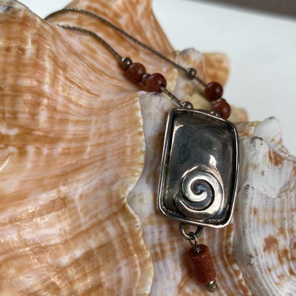 Retired Silpada sterling silver pendant and gems on sterling silver chain - Picture 2 of 10